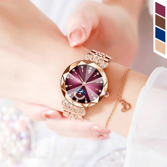 💎Diamond Star & Moon Watch – Elegant & Adjustable Design