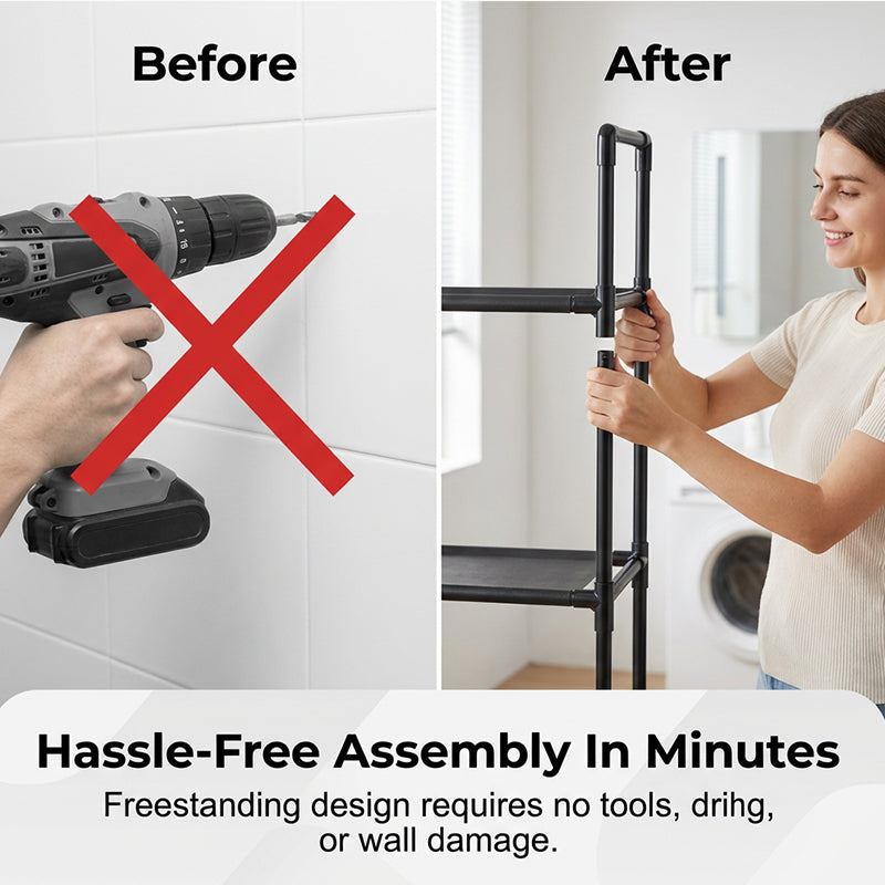 Over-the-Toilet Storage Rack – Rustproof & No-Drill Design