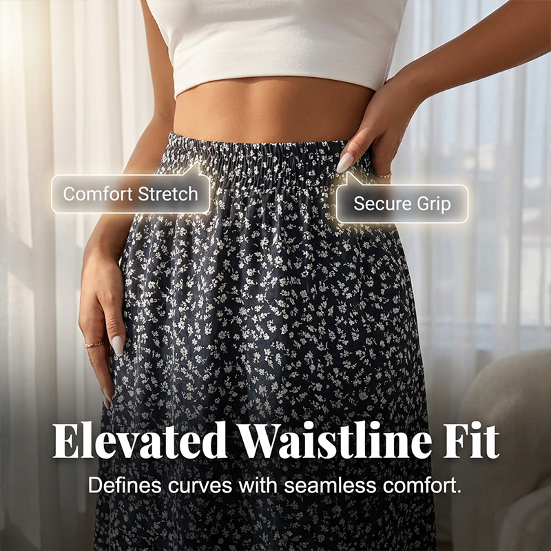 High-Waist Floral Slit Skirt – Flowy & Breathable Fit