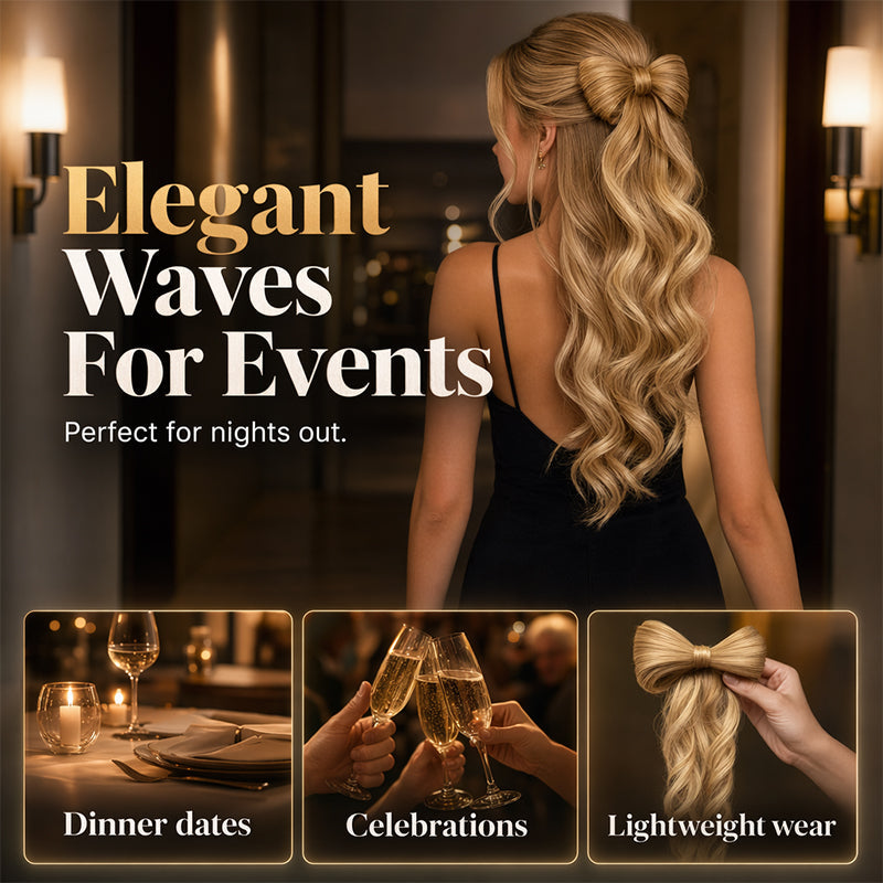 Bowknot Claw Clip Ponytail – Instant Volume & Elegant Half-Up Style