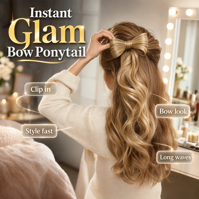Bowknot Claw Clip Ponytail – Instant Volume & Elegant Half-Up Style