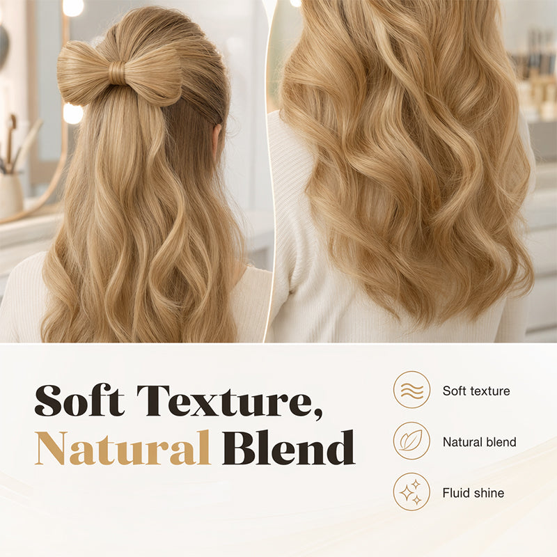 Bowknot Claw Clip Ponytail – Instant Volume & Elegant Half-Up Style