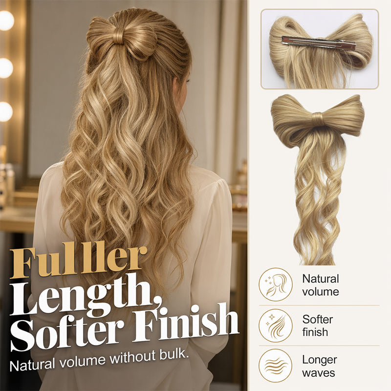 Bowknot Claw Clip Ponytail – Instant Volume & Elegant Half-Up Style