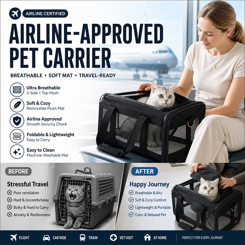 Breathable Pet Carrier Bag – All-Angle Mesh & Detachable Strap