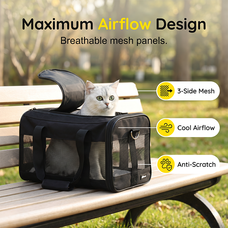 Breathable Pet Carrier Bag – All-Angle Mesh & Detachable Strap