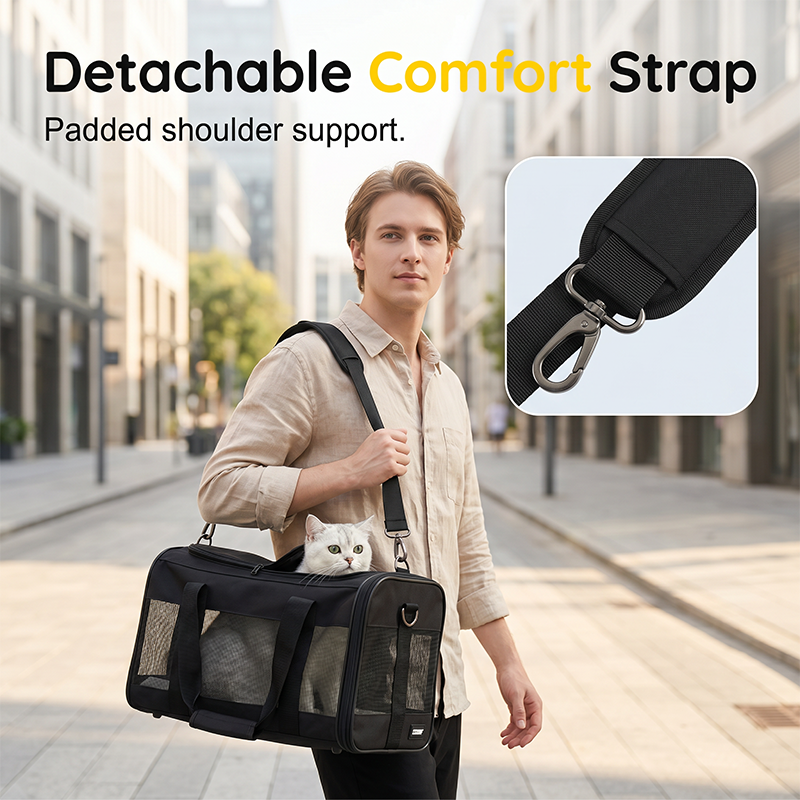 Breathable Pet Carrier Bag – All-Angle Mesh & Detachable Strap