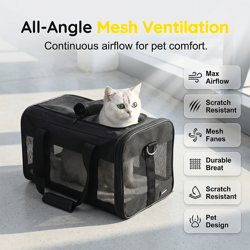 Breathable Pet Carrier Bag – All-Angle Mesh & Detachable Strap