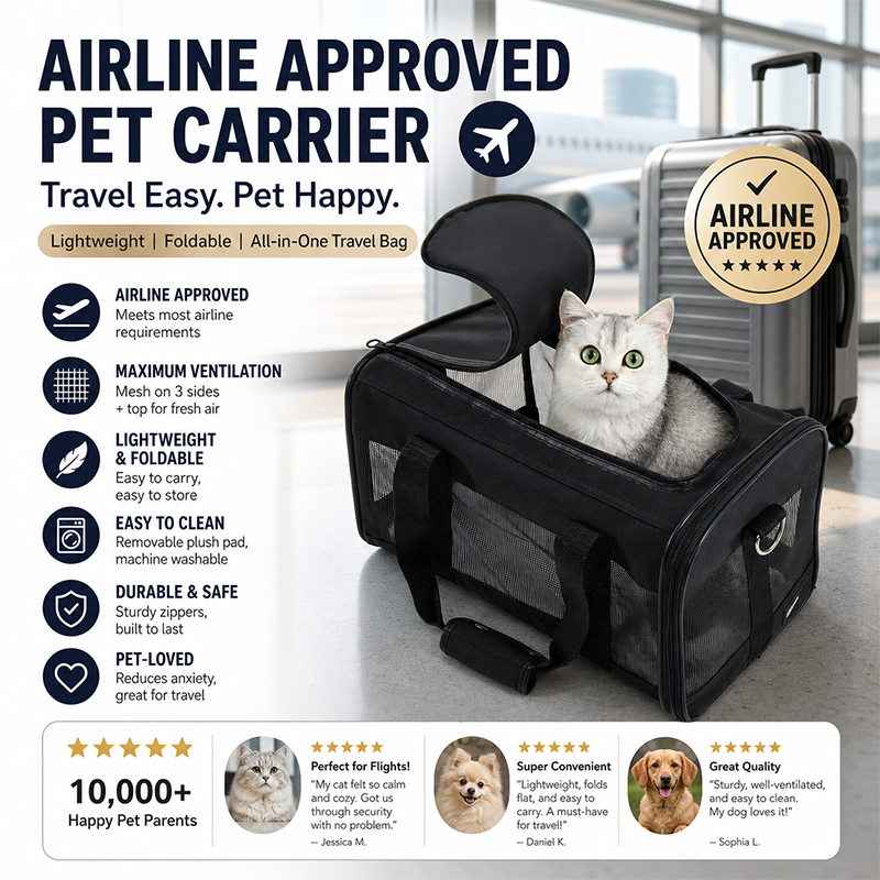 Breathable Pet Carrier Bag – All-Angle Mesh & Detachable Strap