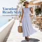 Waist-Tie Striped Maxi Dress – Breezy & Vacation-Ready Design