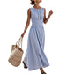 Waist-Tie Striped Maxi Dress – Breezy & Vacation-Ready Design