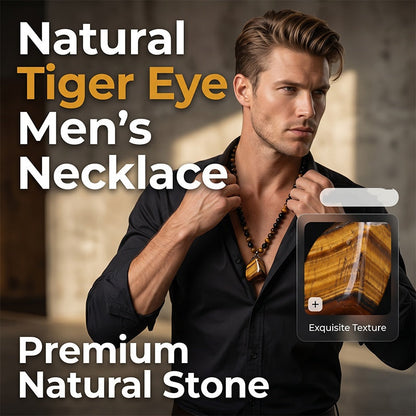 Natural Tiger Eye Men's Necklace – Handcrafted & Versatile Style