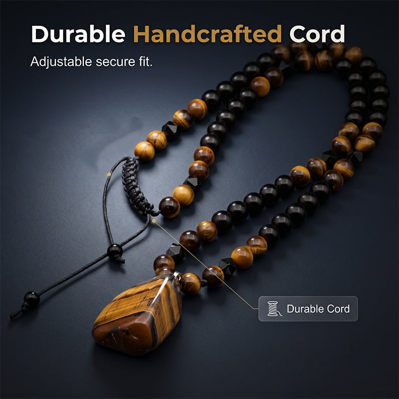 Natural Tiger Eye Men's Necklace – Handcrafted & Versatile Style