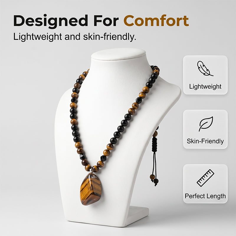 Natural Tiger Eye Men's Necklace – Handcrafted & Versatile Style