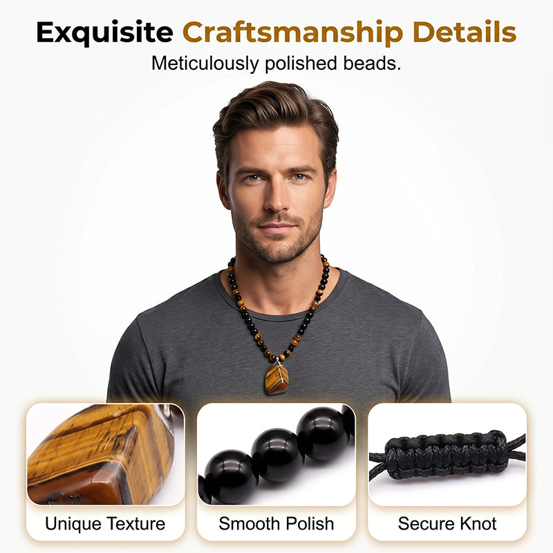 Natural Tiger Eye Men's Necklace – Handcrafted & Versatile Style
