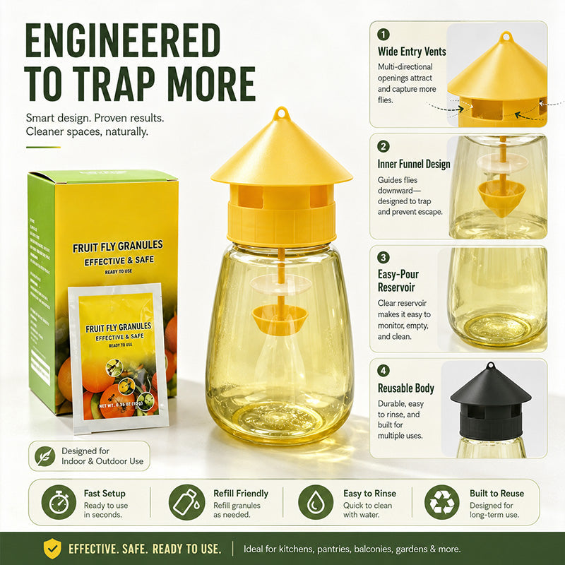 Outdoor Fly Trap – 4-Hole Capture & No-Fuss Setup