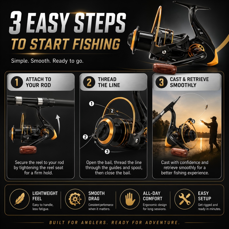CNC Alloy Spinning Reel – Smooth Cast, Interchangeable Handle