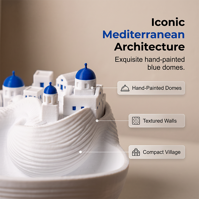 Santorini-Inspired Ceramic Key Bowl – Functional & Decorative Entryway Organizer