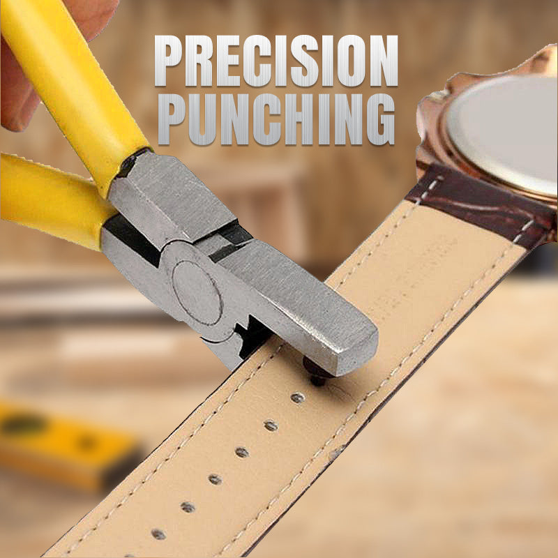 Precision Leather Hole Punch Plier | Ergonomic Non-Slip Grip for Watch Straps & Belts