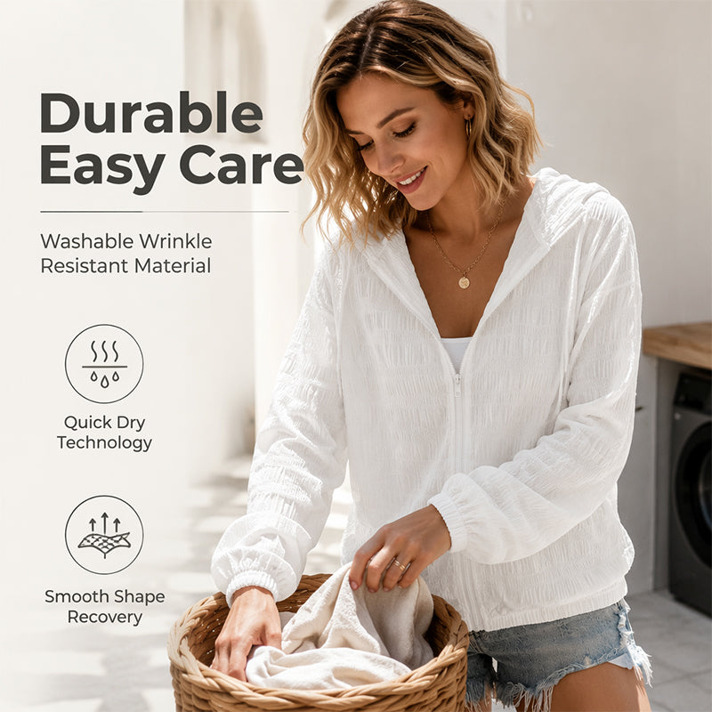 Lightweight Zip-Up Hoodie – Breathable & Wrinkle-Resistant Fit