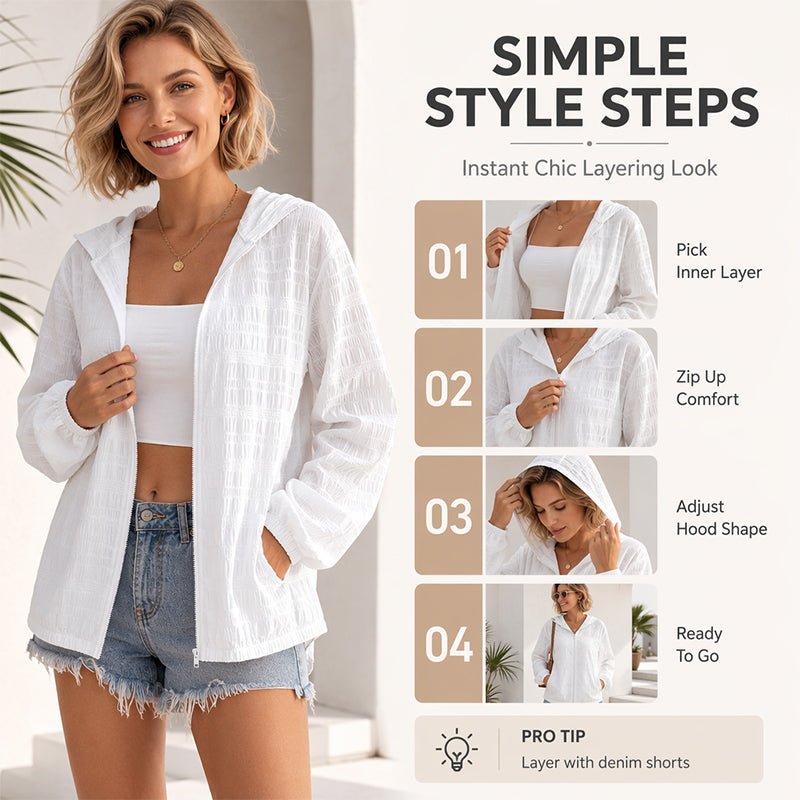 Lightweight Zip-Up Hoodie – Breathable & Wrinkle-Resistant Fit
