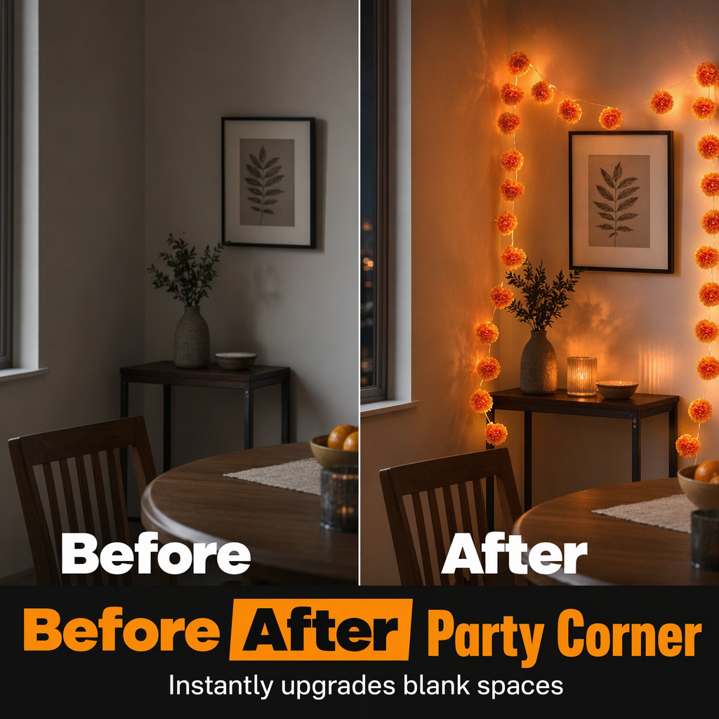 Marigold String Lights – Festive Glow & Charming Autumn Decor