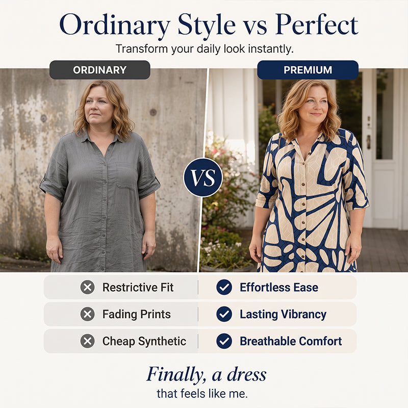 Geometric Print Dress – Breathable & Effortless Loose Fit