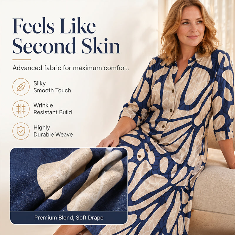 Geometric Print Dress – Breathable & Effortless Loose Fit