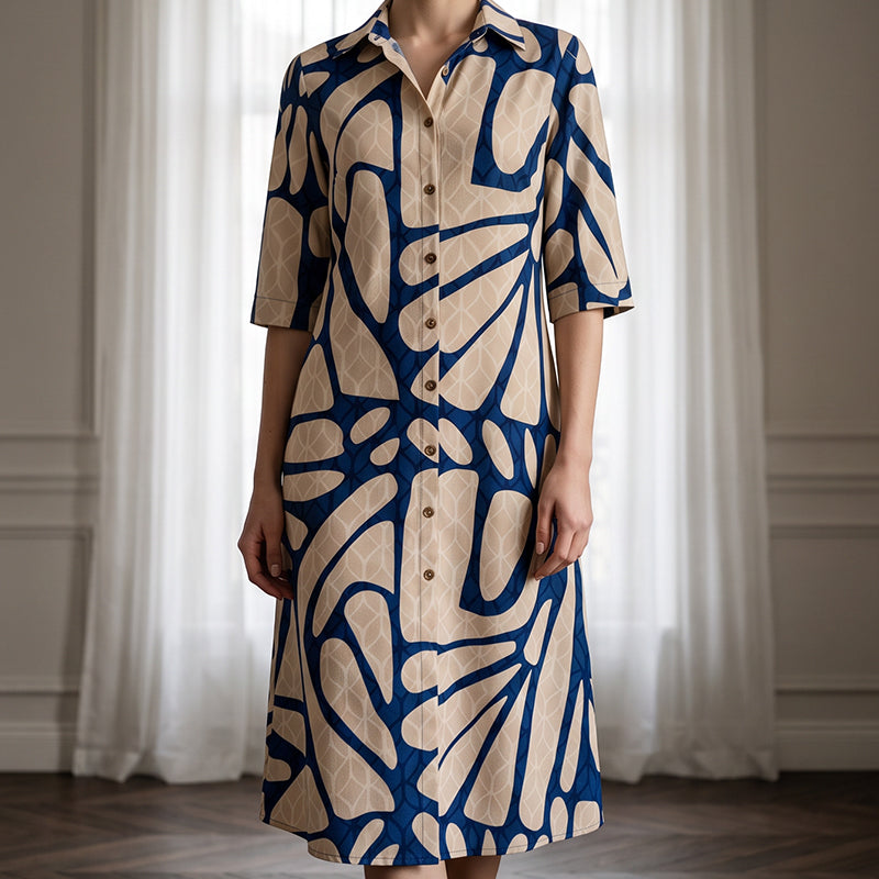 Geometric Print Dress – Breathable & Effortless Loose Fit