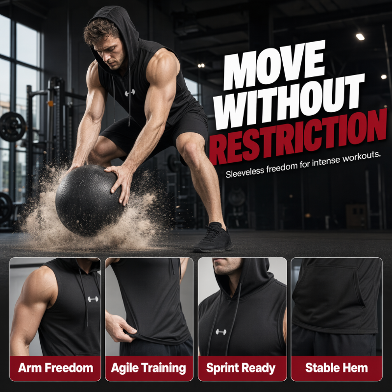 Sleeveless Workout Hoodie – Lightweight & Breathable Gym Wear