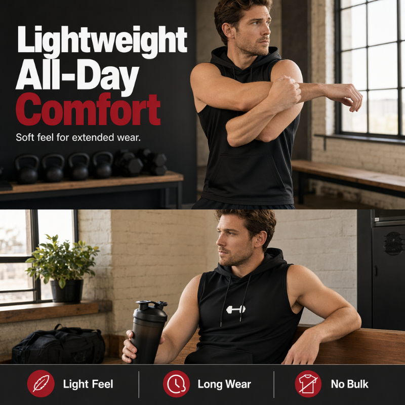 Sleeveless Workout Hoodie – Lightweight & Breathable Gym Wear