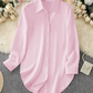 Curved Hem Button-Down Shirt – Side Slits & Breathable Fabric