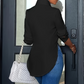 Curved Hem Button-Down Shirt – Side Slits & Breathable Fabric