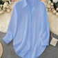 Curved Hem Button-Down Shirt – Side Slits & Breathable Fabric