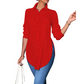 Curved Hem Button-Down Shirt – Side Slits & Breathable Fabric