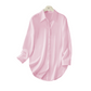 Curved Hem Button-Down Shirt – Side Slits & Breathable Fabric