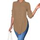 Curved Hem Button-Down Shirt – Side Slits & Breathable Fabric