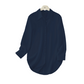 Curved Hem Button-Down Shirt – Side Slits & Breathable Fabric