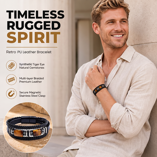 Tiger Eye Leather Bracelet – Braided & Versatile Unisex Design