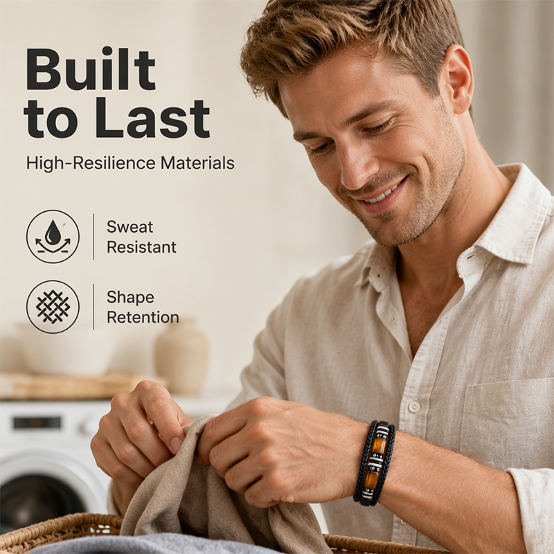 Tiger Eye Leather Bracelet – Braided & Versatile Unisex Design