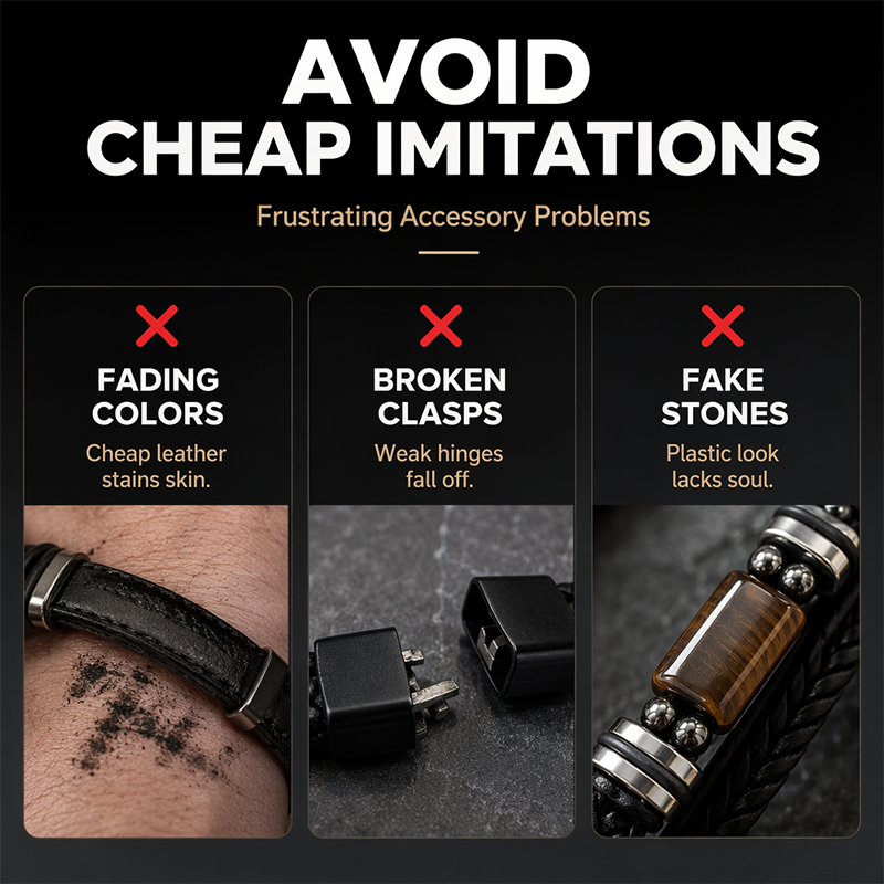 Tiger Eye Leather Bracelet – Braided & Versatile Unisex Design
