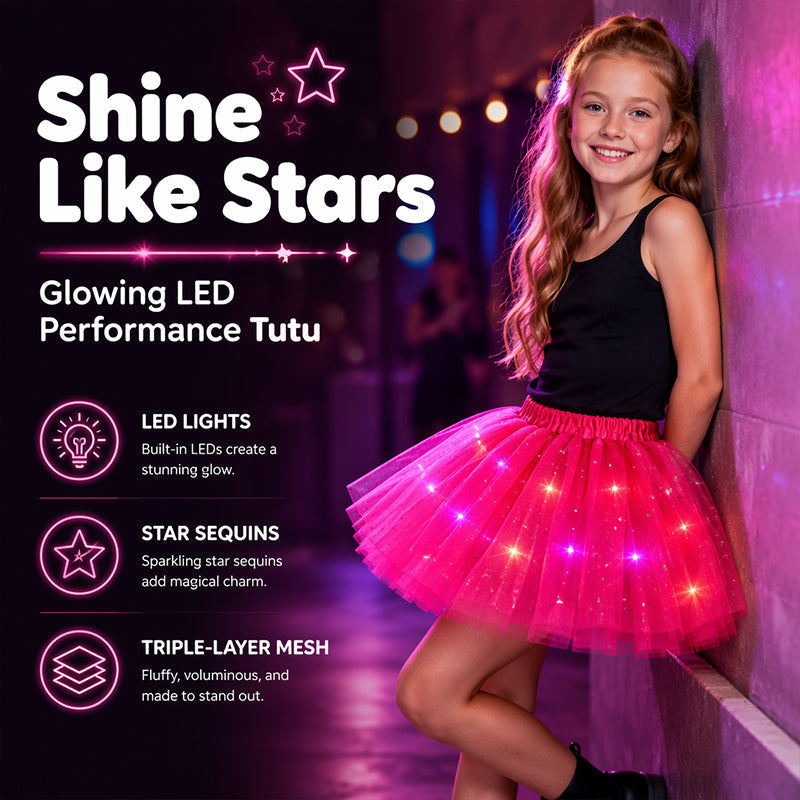 LED Light-Up Tutu Skirt – Triple Mesh & Shimmering Sequins