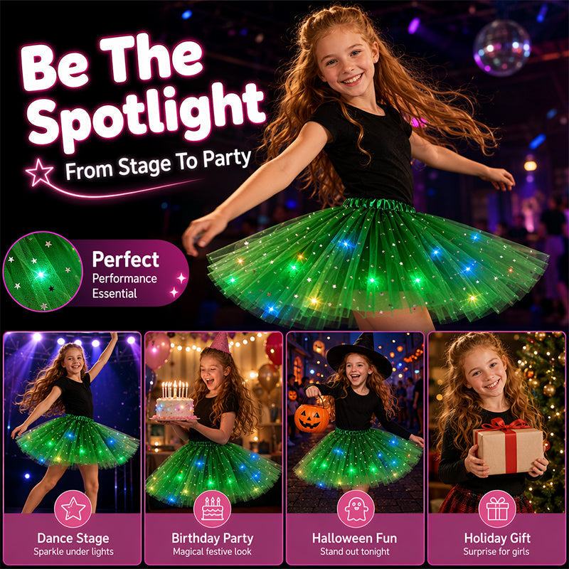 LED Light-Up Tutu Skirt – Triple Mesh & Shimmering Sequins