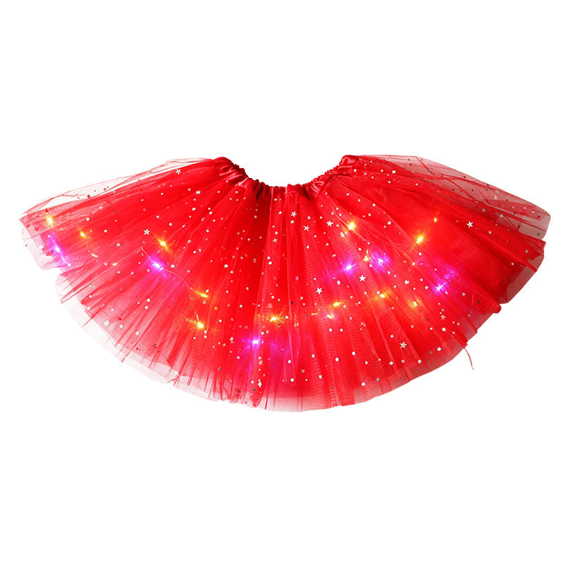 LED Light-Up Tutu Skirt – Triple Mesh & Shimmering Sequins