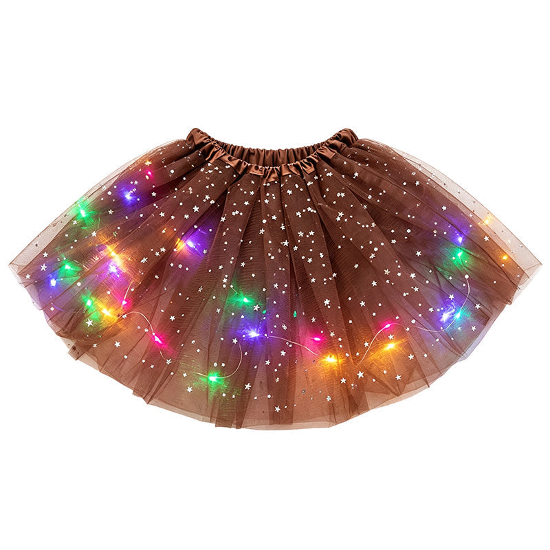 LED Light-Up Tutu Skirt – Triple Mesh & Shimmering Sequins
