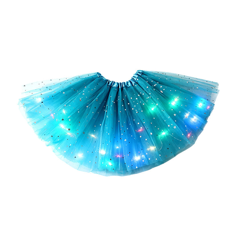 LED Light-Up Tutu Skirt – Triple Mesh & Shimmering Sequins