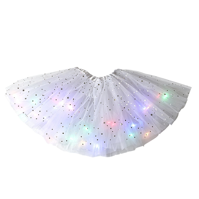 LED Light-Up Tutu Skirt – Triple Mesh & Shimmering Sequins