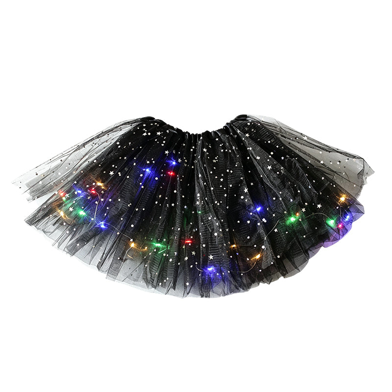 LED Light-Up Tutu Skirt – Triple Mesh & Shimmering Sequins
