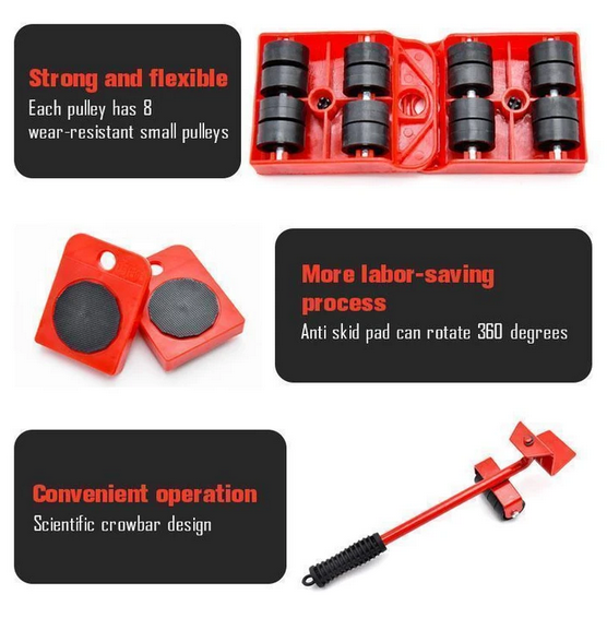 Move Heavy Furniture Instantly! 8-Piece Furniture Lifter & Slider Set