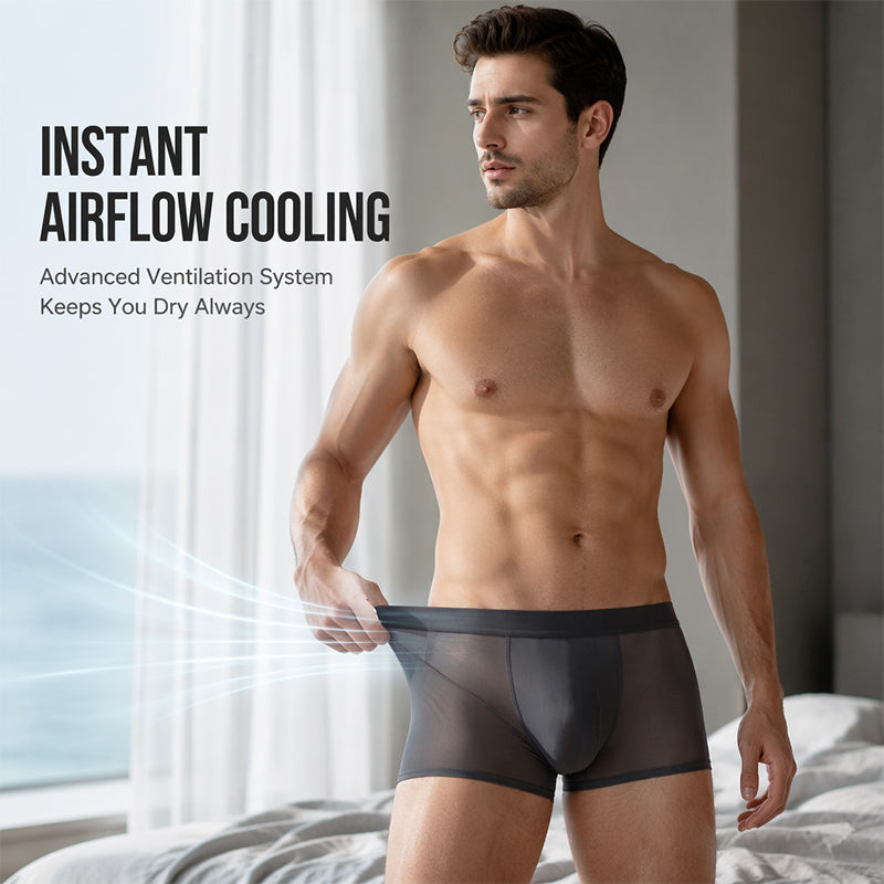 Ultra-Thin Ice Cooling Boxer Briefs – 3D Pouch & Breathable Support
