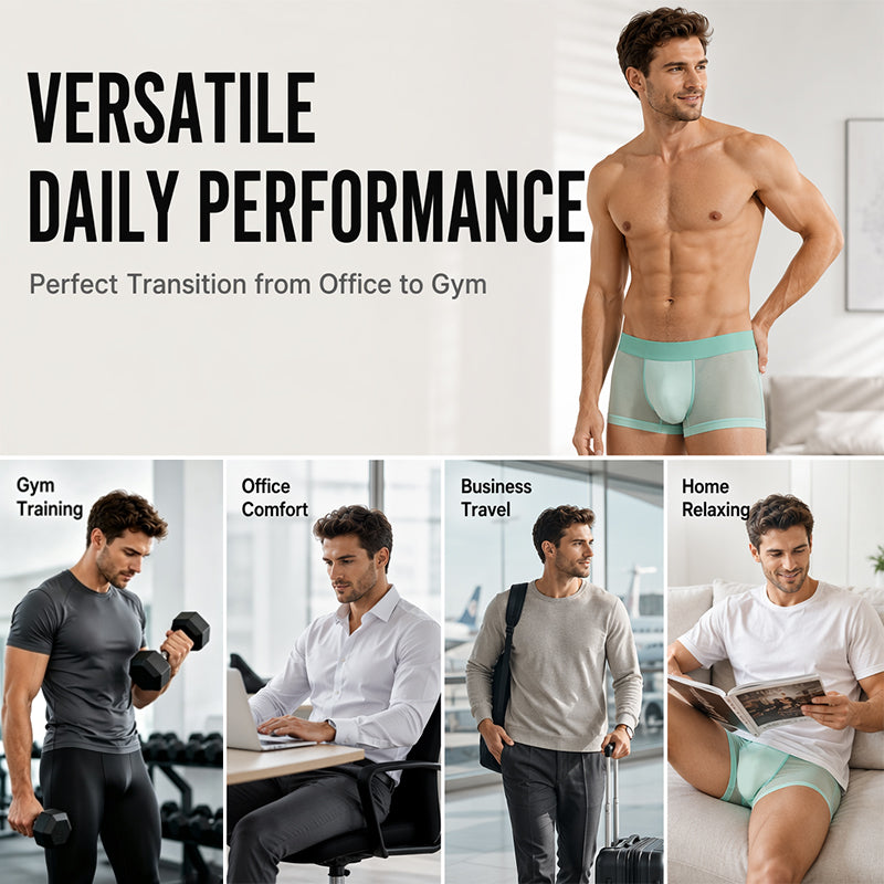 Ultra-Thin Ice Cooling Boxer Briefs – 3D Pouch & Breathable Support